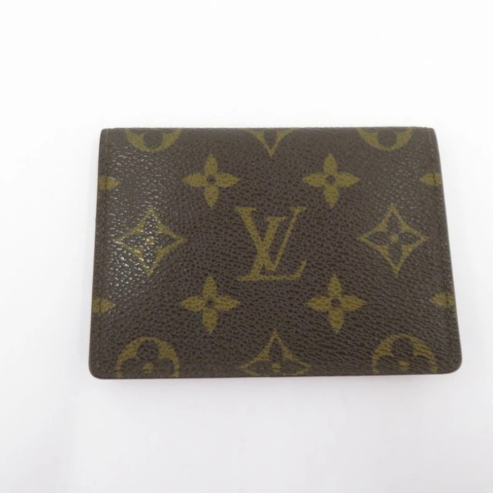 LOUIS VUITTON Monogram Porte Cartes Vertical Pass Case Wallet Brown